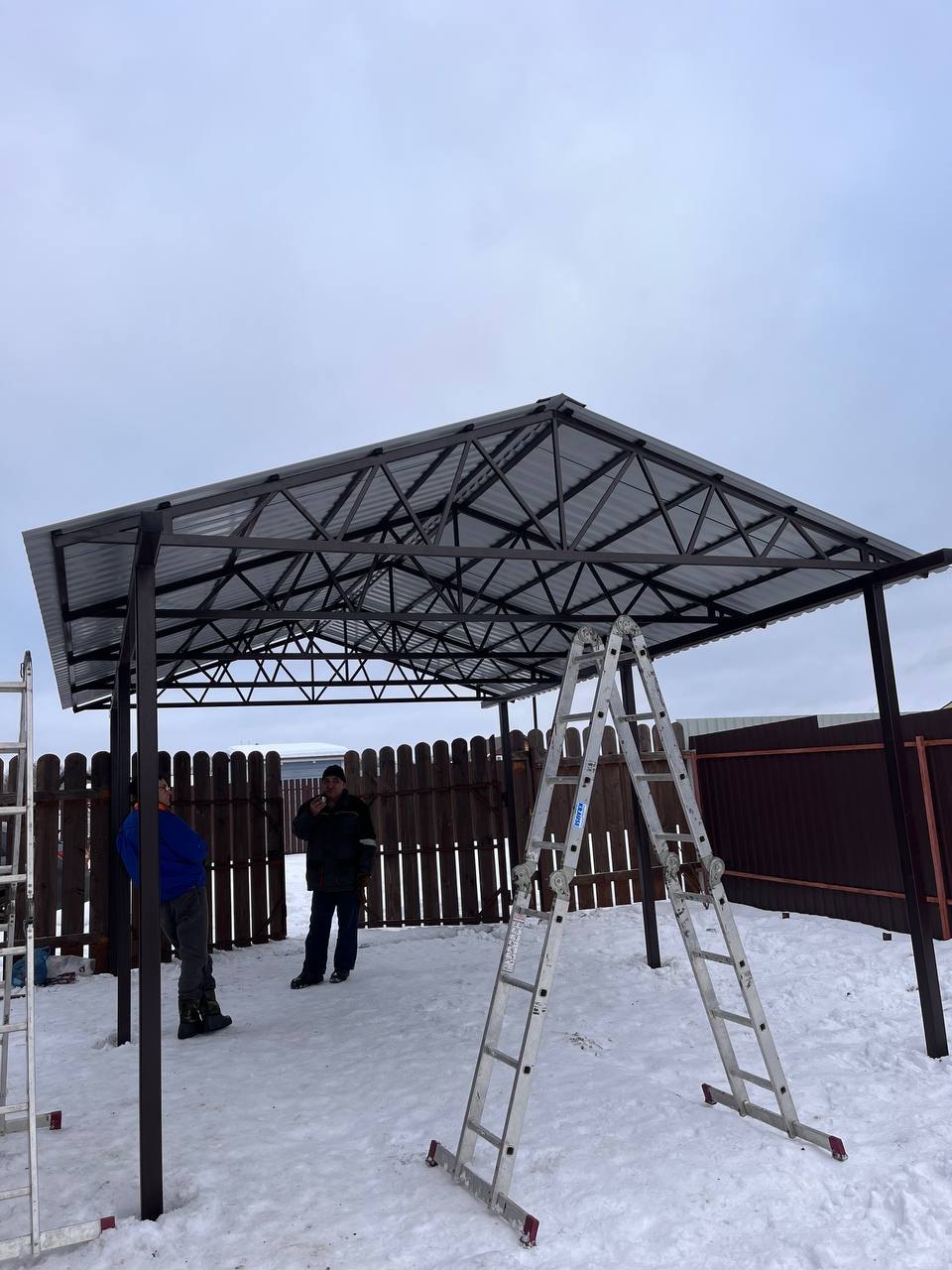 Навес 4 на 6 метров из профлиста, Боровск